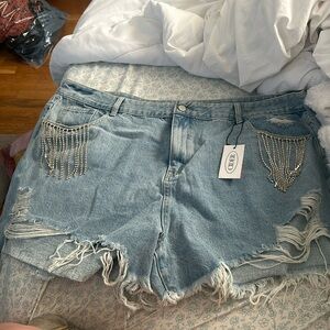 Cider 4XL rhinestone denim shorts, brand new w/tags!